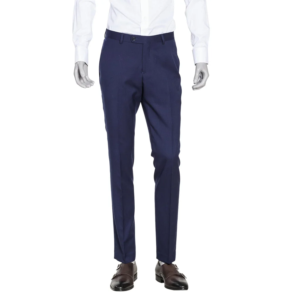 Мужские синие классические деловые узкие плоские чистое железо свободные брюки для свадебного случая или любой вечерние мужские костюмы