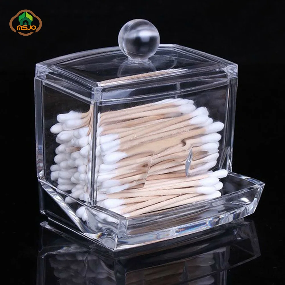 

Msjo Makeup Organizer Cotton Swab Box Acrylic Cotton Swab Storage Box Cosmetic Organizer Box Home Desktop Transparen Holder