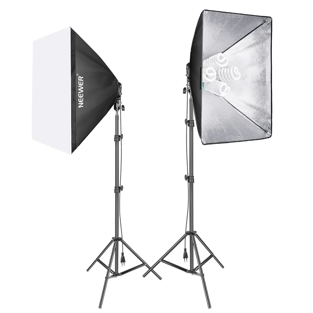 

Neewer 1600W Photo Studio Video Softbox Lighting Kit Includes(2)50x70 centimeters Softbox(2)4-Socket Light Holder 45W Light Bulb