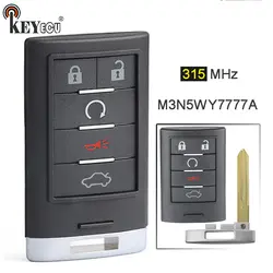 KEYECU 1x3x315 МГц FCC ID: M3N5WY7777A Замена Smart Remote Key 4 + 1 5 Кнопка дистанционного брелока для Cadillac CTS STS