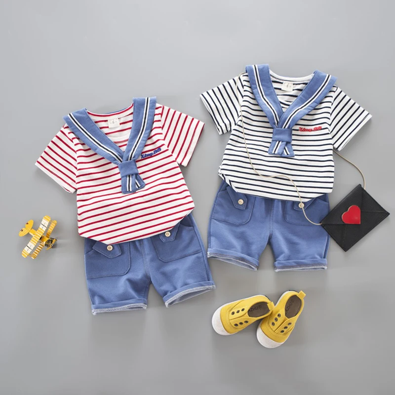 

Children's CostumesBoys and Girls Small Naval Sailor Uniforms T-shirt Shorts Toddler Casual Outfits Sets