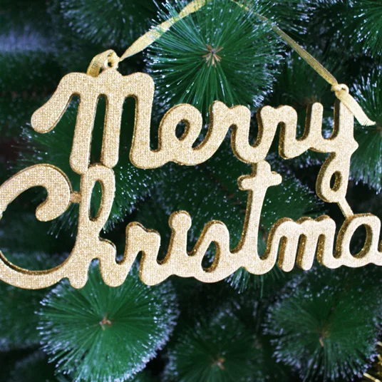 (2pcs/lot)Three dimensional Gold Christmas Letter Board Christmas Tree Ornaments Christmas