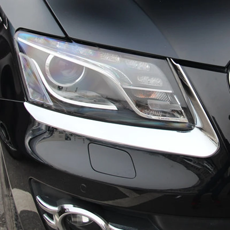 

Car Styling Exterior ABS Chrome Headlight Eyebrow Cover Trims Front Light Lamp Stripe Decoration For Audi Q5 2009 2010 2011 2012