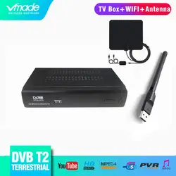 Vmade DVB T2 M2 цифрового наземного ТВ приемник Поддержка YouTube PVR H.264 HD 1080 P DVB T2 Декодер каналов кабельного телевидения + USB WI-FI + Indoor ТВ антенны