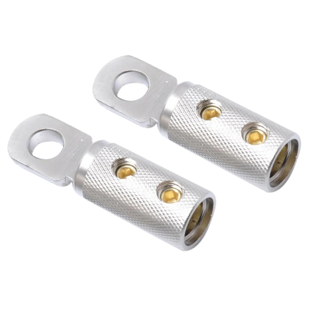 

Pair 4 AWG Audio Speaker Electrical Butt Connector Terminal Wire Connection Nickeled Placted