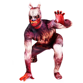 

2020 Newest Werewolf Zentai Cosplay Costume For Adult Halloween Cosplay Costumes Men Printing Tight Jumpsuits Cosplay Clothes