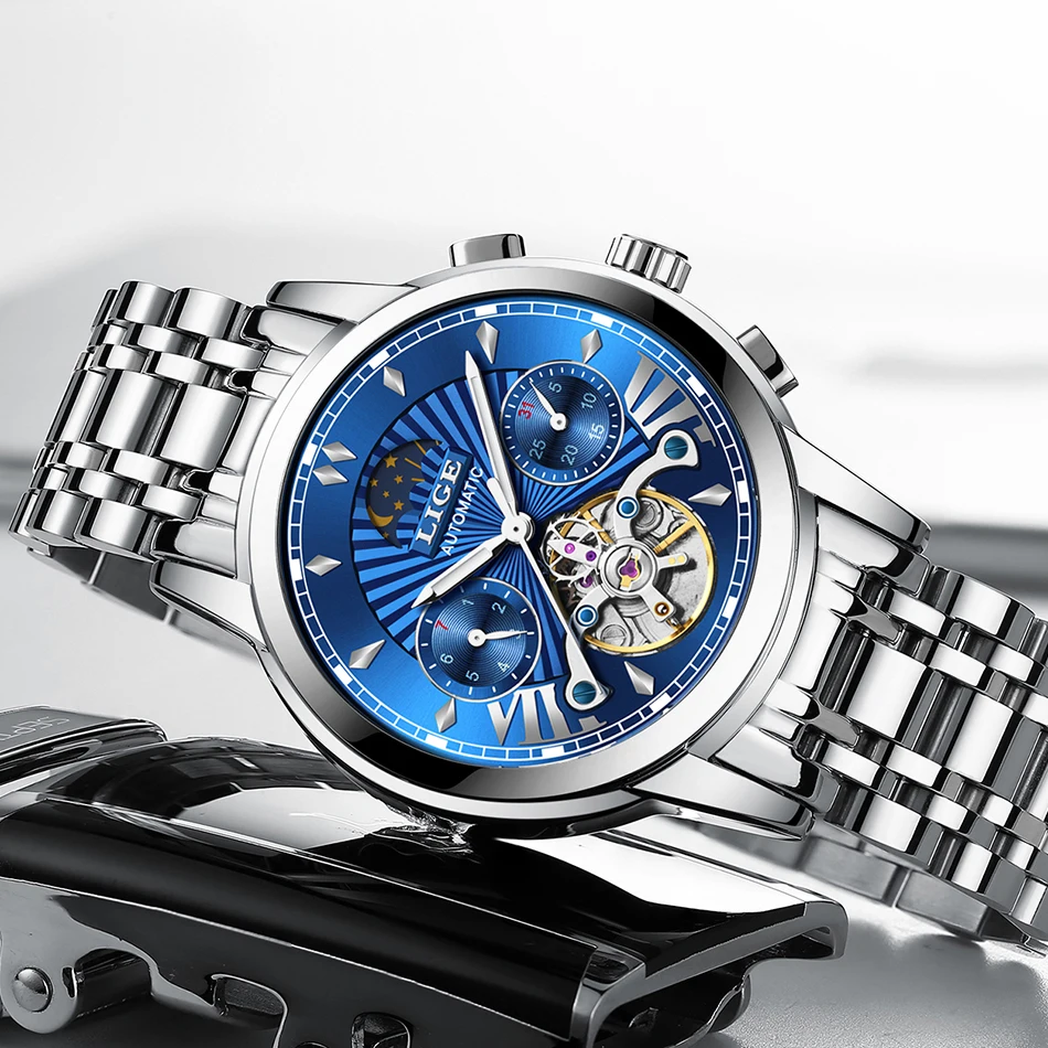 LIGE luxury Automatic Mechanical Men Watch Classic Business Watch Men Tourbillon Waterproof Male Wristwatch Relogio Masculino LIGE luxury Automatic Mechanical Men Watch Classic Business Watch Men Tourbillon Waterproof Male Wristwatch Relogio Masculino