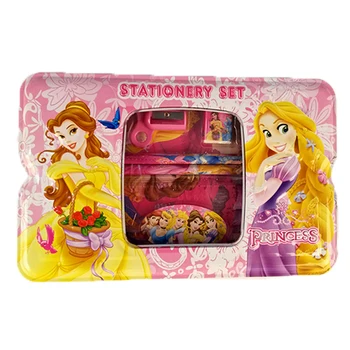 

1 set children princess school Pencil Case for girls boys cute cartoon high quality metal character school supply stationery set