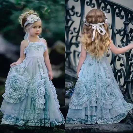 

Custom made Romantic A Line Flower Girl Dress for Weddings Girl Party Communion Dress Tulle Pageant Gown Free Shipping