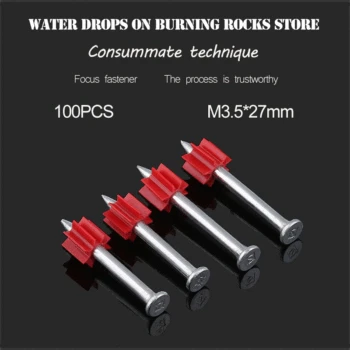 

Free shipping 100 Pieces 3.5 x 27mm Steel Concrete Drive Pin Nail High quality
