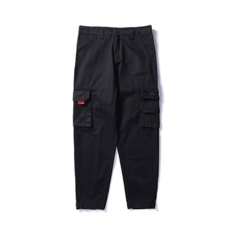Мужские штаны в стиле хип-хоп с карманами, винтажные камуфляжные брюки-карго, мужские уличные повседневные штаны-шаровары, военные тактические брюки WG18 - Цвет: black