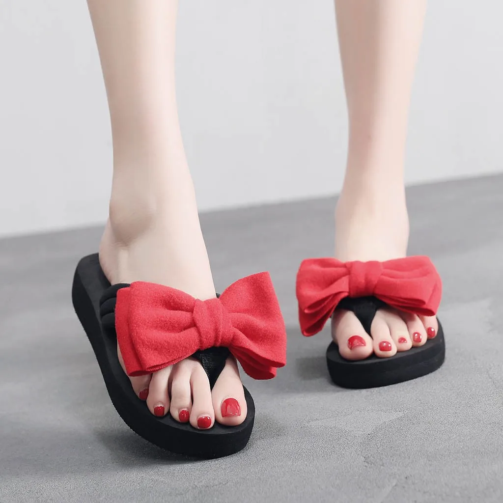 

Fashion Women Slippers For 2019 Bowknot Flip Flop Leather Women Flat Simple Shoes Ladies Shoes Zapatos De Mujer De Moda 2019