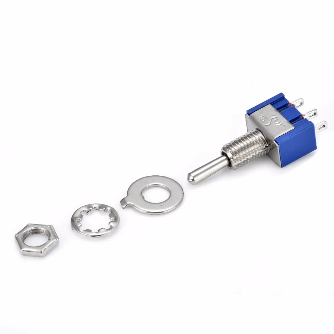10pcs Dark Blue 3-Position SPST Latching Switch Mini Toggle Switches 6A 125VAC/3A 250VAC For Switching Lights Motors Mayitr