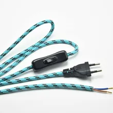 1,8 м 2x0. 75мм2 переключатель лампы плетеный провод Европа вилка VDE шнур питания лампы с 304 переключатель освещения переключатель кнопочный кабель 1 шт