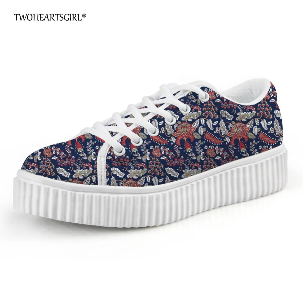 

Twoheartsgirl Bohemia Style Creepers Plus Size 35-41 Women's Flat Platform Shoes Elegant Lace Up Women Creepers Breathable