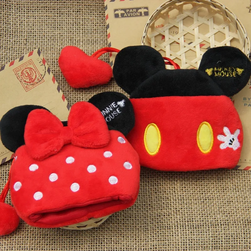 

Disney Mickey mouse children cartoon Plush doll Purse Coin Keychain pendant bag Stuffed packet plush Card package kid Coin bag