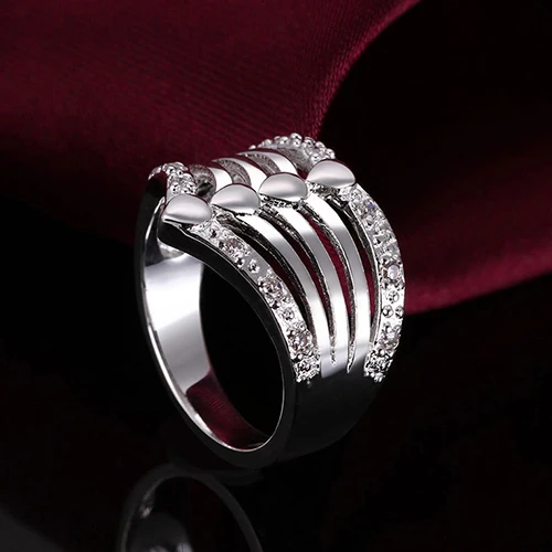 Bluelans Size 8 Women's Men's Multilayer Wedding Party Ring for Lover's Couple Gift