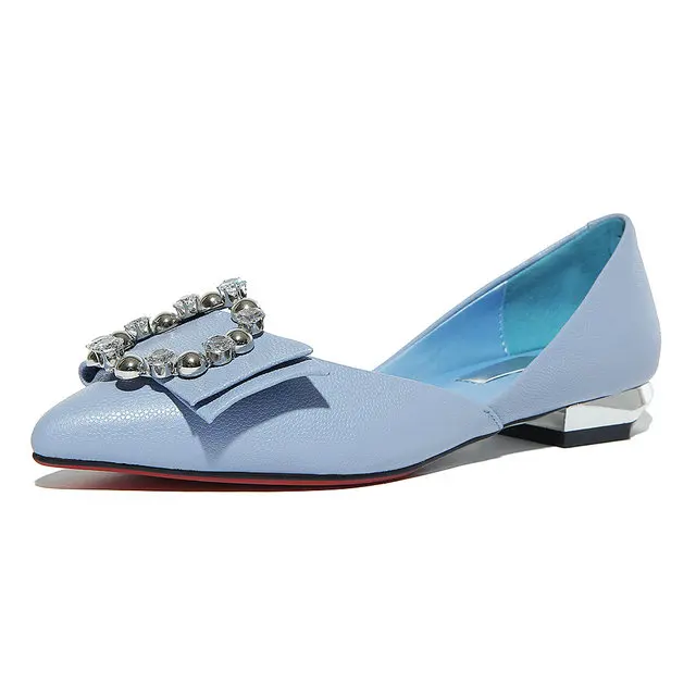 

YHJCOO 2017 New Arrivals Sweet Beautiful Ladies Pumps Low Heels Fashion Plus Size Women Pumps Crystal Decoration