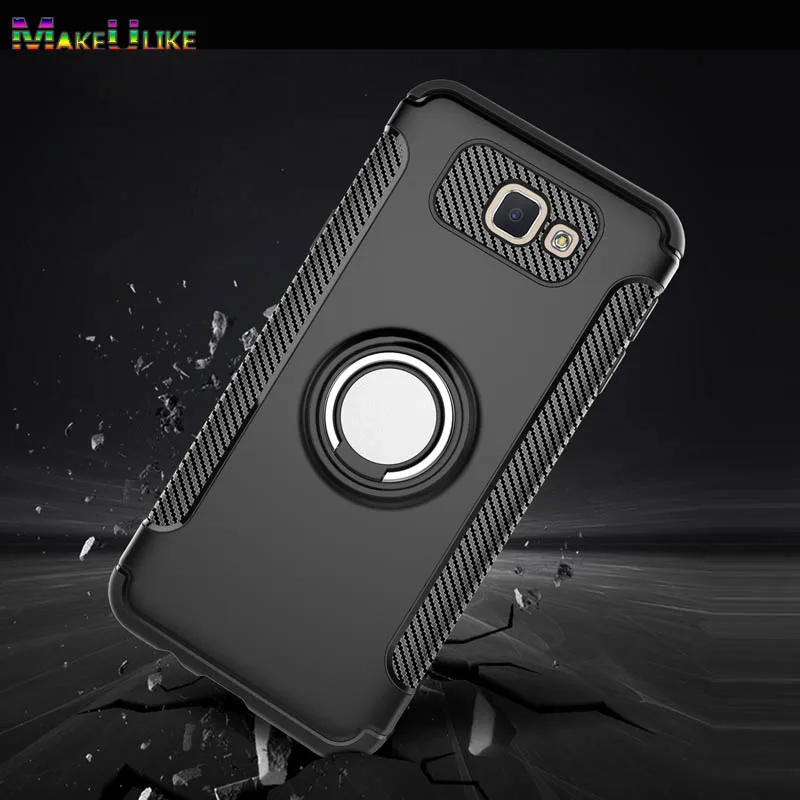

MAKEULIKE Kickstand Back Case For Samsung Galaxy J7 Prime Cover Ring Armor Phone Bags Cases for Samsung J7Prime Capinhas