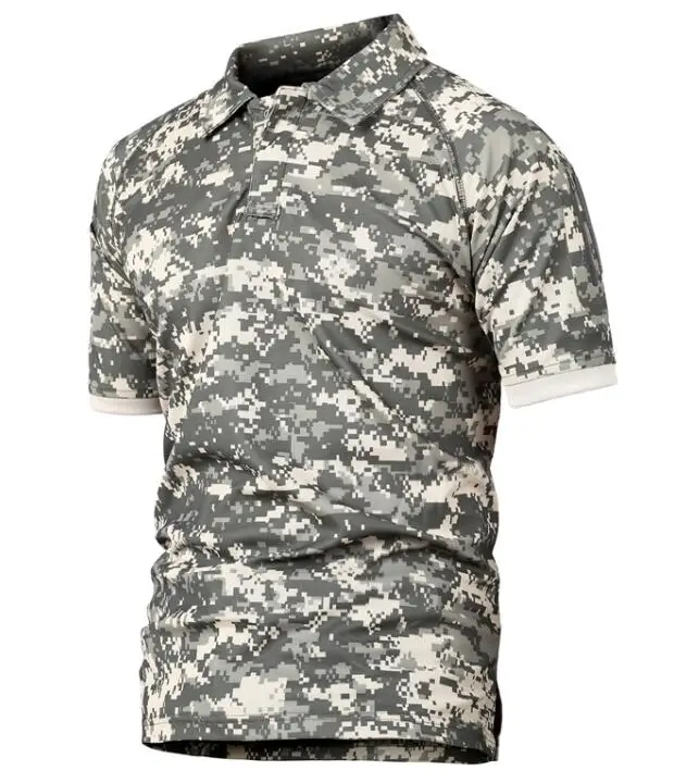 IGLDSI Мужская Военная камуфляжная тактическая рубашка поло Новинка летняя камуфляжная армейская рубашка поло мужская брендовая дышащая быстросохнущая короткая рубашка - Цвет: ACU