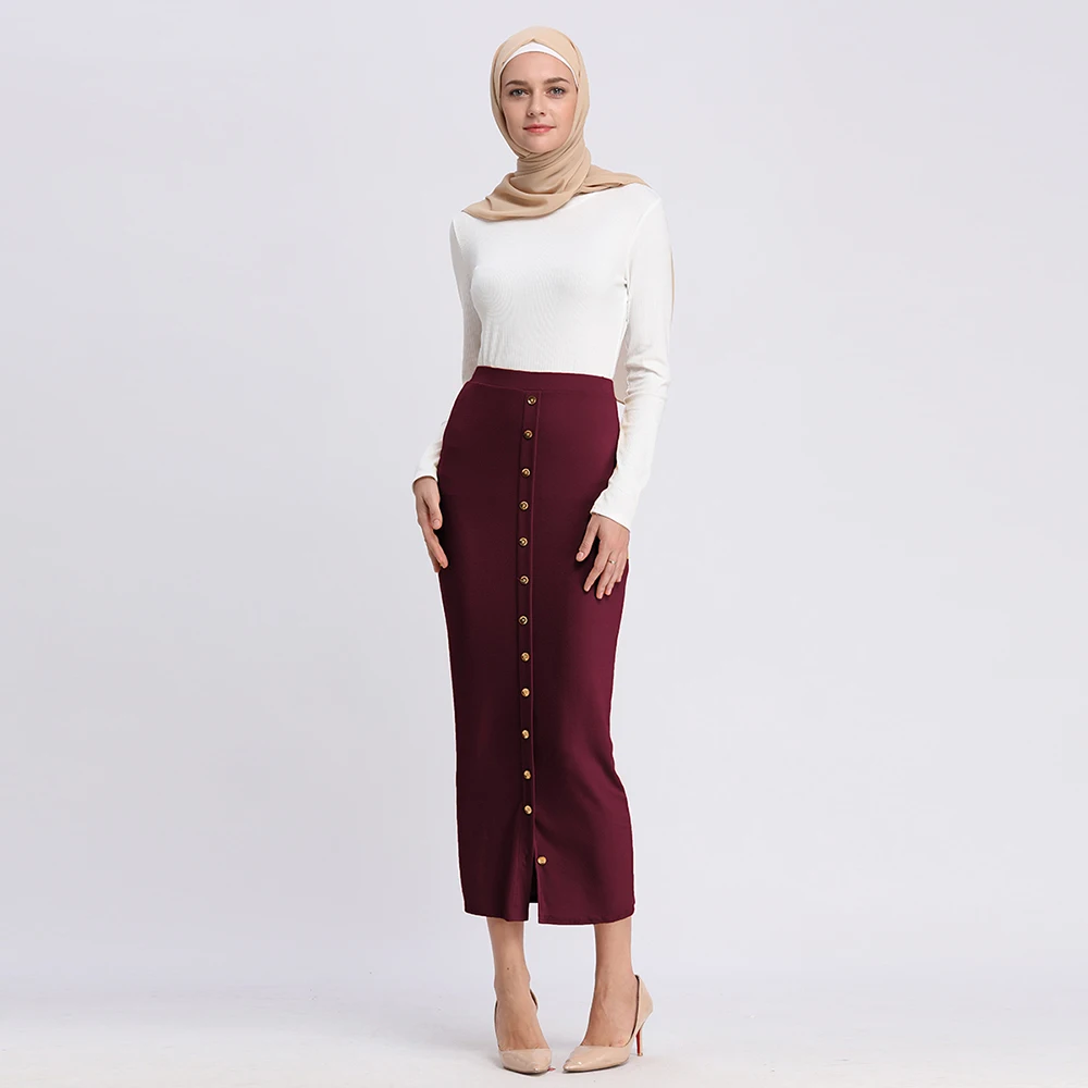 Модная женская юбка, мусульманские длинные юбки, Трикотажная хлопковая юбка-карандаш, Рамадан, вечерние, для культа, Исламская одежда