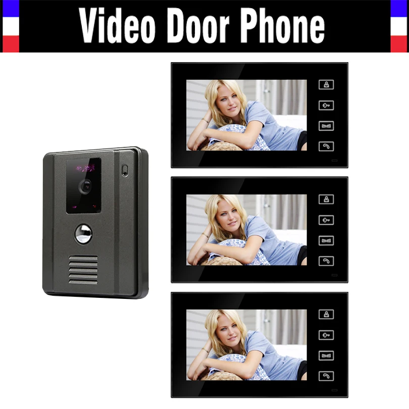 7 Inch Monitor Video Door Phone DoorBell System Video intercom Kit IR Night Vision waterproof Camera 3-monitro for House Villa 7 Inch Monitor Video Door Phone DoorBell System Video intercom Kit IR Night Vision waterproof Camera 3-monitro for House Villa