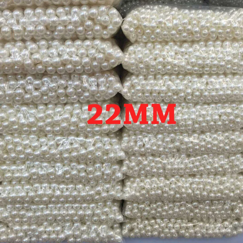 

22mm High quality rice White Transparent chunky ABS imitation pearl in wholesale 20pcs/pack DIY dress and jewelry headpiece