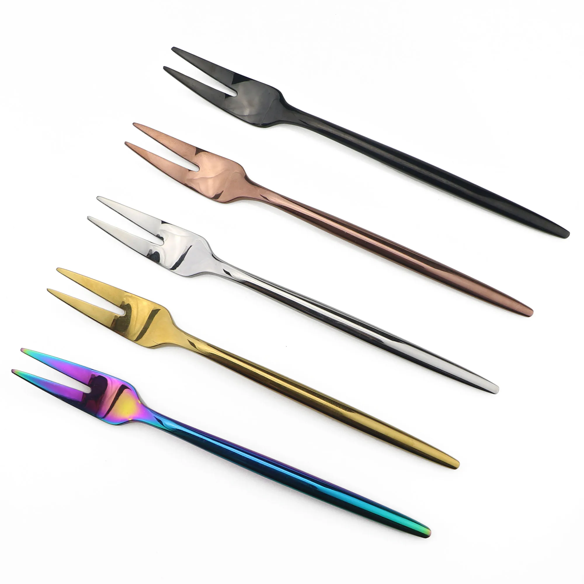 Juego de 5 horquillas de lujo para fruta dorada, tenedor de acero inoxidable 18/10, horquillas para pastel pequeñas usadas para fiesta, tenedor para caracoles, casa, Hotel, fiesta|Juegos de vajilla| - AliExpress