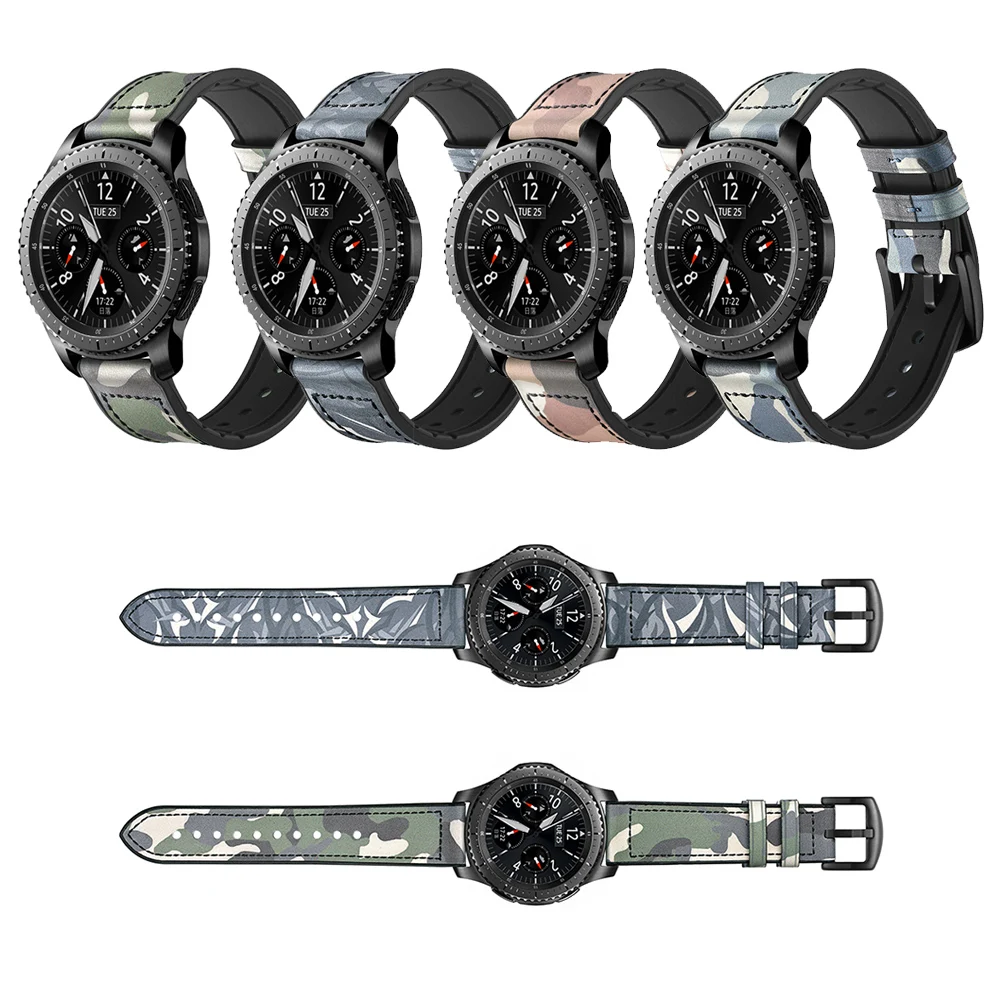 

Genuine Leather Camouflage Watchband for Samsung Gear S3 Band for Watch Strap Bracelet for Watch Width 22mm Sports Wristband