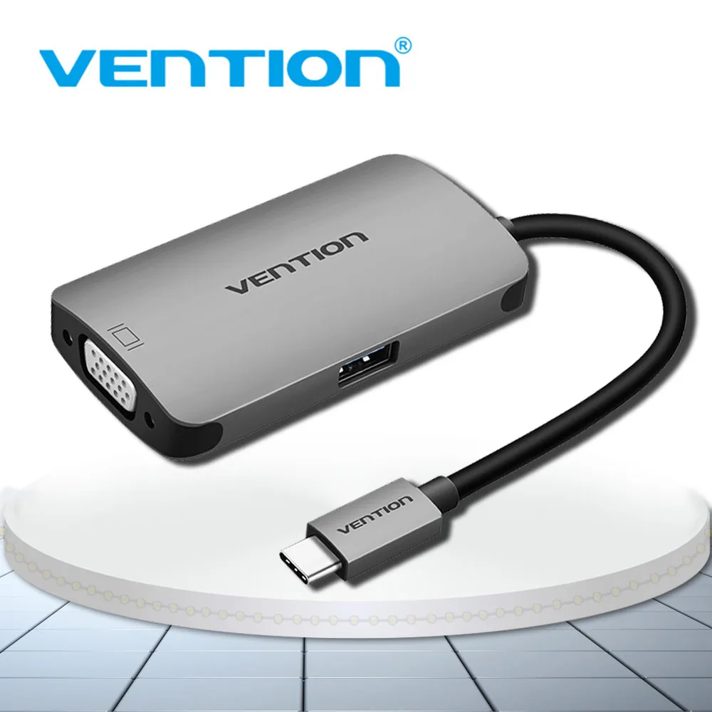 

Ventio Type C HUB to VGA With PD Power USB 3.1 USB C to VGA USB 3.0 HUB Adapter for MacBook Chromebook Pixel Type C HUB USB 3.0