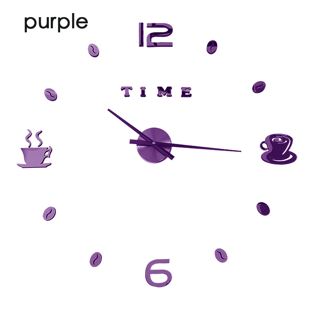 Кафе DIY большие настенные часы без рамы гигантские настенные часы современный дизайн кафе кофейная кружка кофейные зерна Настенный декор кухонные настенные часы - Цвет: wall clock purple