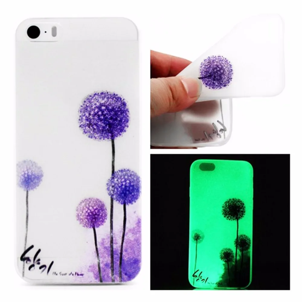 

Stylish Luminous Case Tree Flowers Bling Shimmer Cover Protective Phone Shell Case Glow In Dark For iPhone