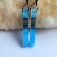 Natural Stone Jasper Hematite Obsidian Intarsia Long Earring Beads 38x5mm 5.2g Beauty Jewelry For Gemstone Earrings Accessory