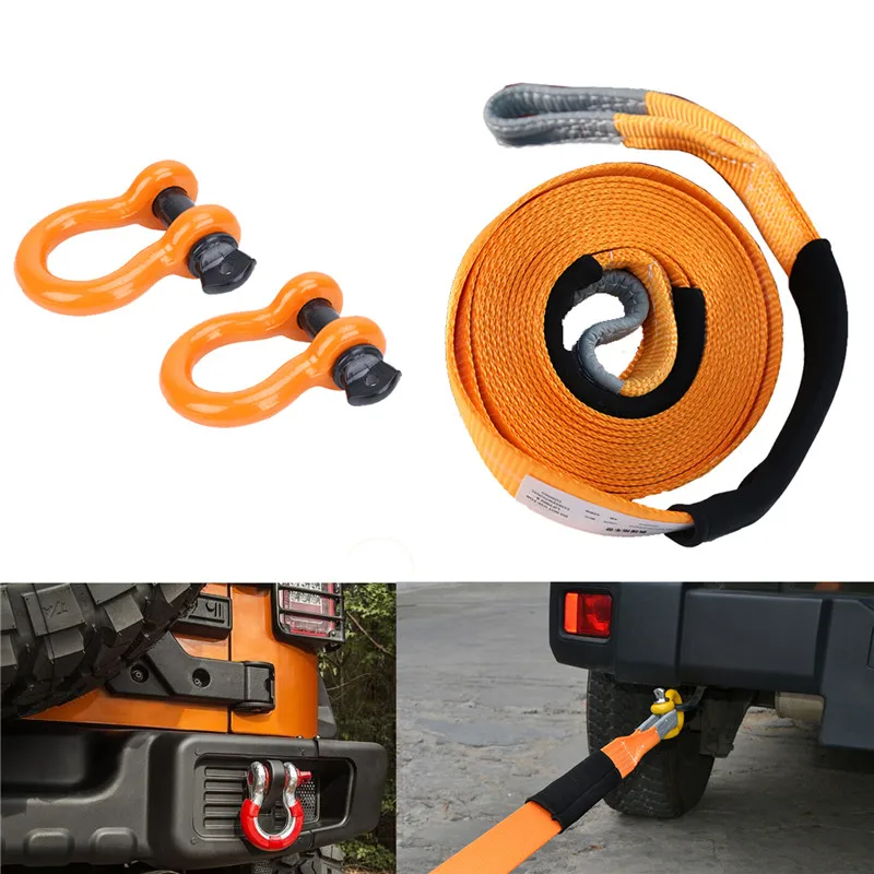2 X 4.75 For Jeep Towing Chain Bow Anchor Shackle & Heavy Duty Snatch
