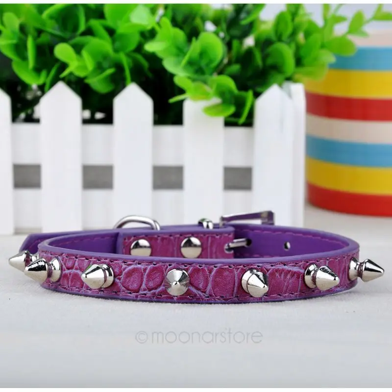 Brand New Adjustable Leather Neck Strap Buckle Rivet Studded Spiked Studded Collar Dog Puppy Pet Collar Wholesale