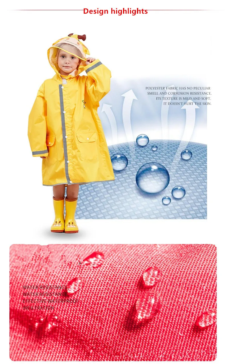 2.90-145CM waterproof raincoat for children kids baby rain coat poncho boys girls primary school students rain poncho jacket