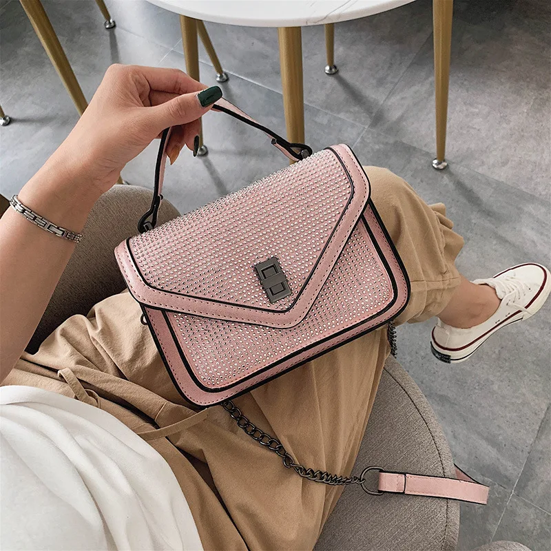 

Diamond Women Handbag 2019 New Fresh Messenger Bag Female Small Square Tote Bag Famous Brand Designer Crossbody Shoulder Bag