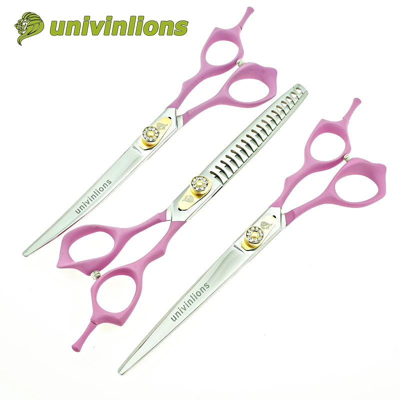 Ножницы для стрижки домашних питомцев 7 дюймов розовая резиновая ручка груминга