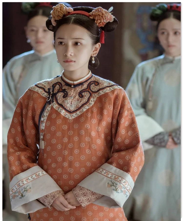 

Ming Yu Same Design Coffee Color Hanfu Costume Palace Maid Servant Costume for Qing Dynasty Newest TV Play Story of YanXi Palace