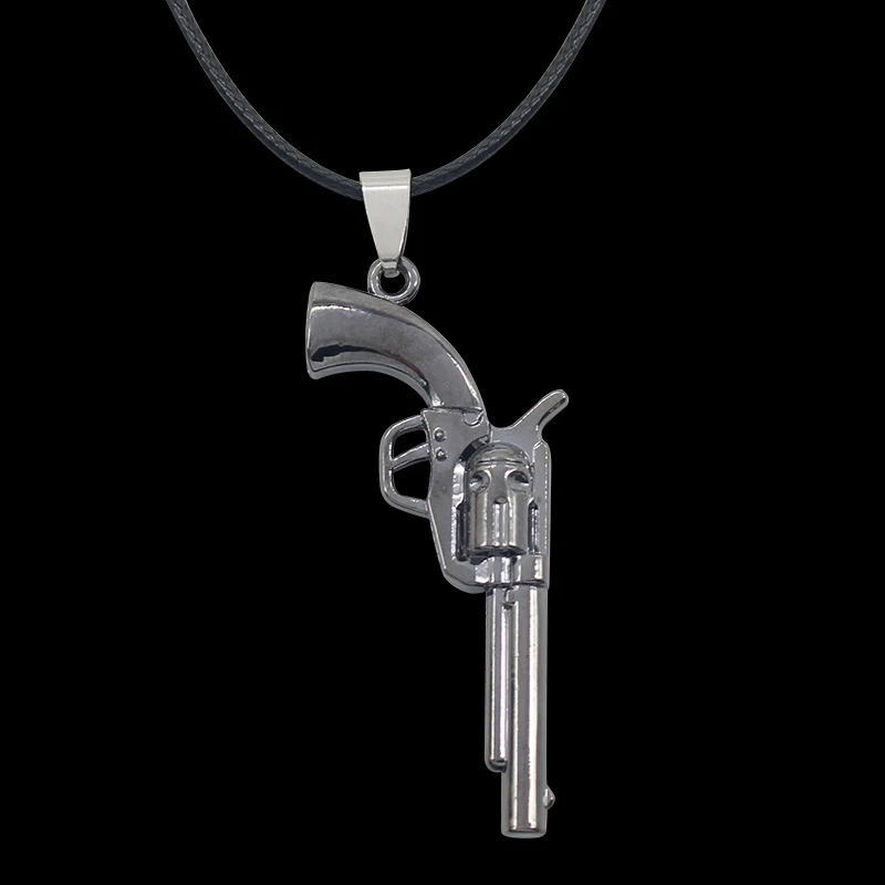 Charms Steampunk Weapon Revolver Pistol Gun Pendant Choker Necklaces Trendy Alloy Desert Eagle Gun Rope Chain Necklace For Men