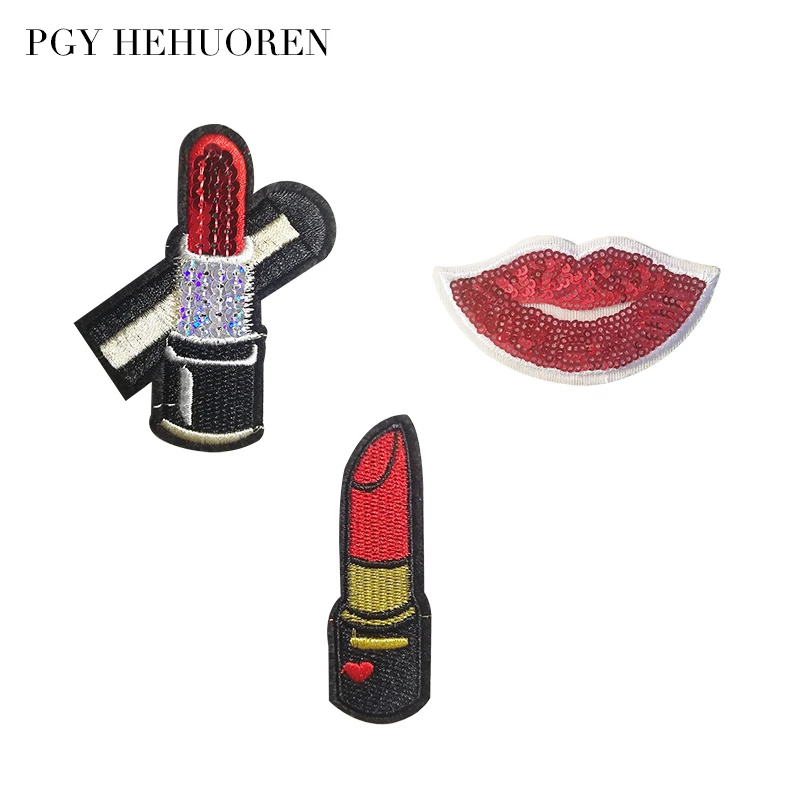 

PGY Patches Pack Lipstick Embroidered Patches For Clothes Decoration Transfer To Fabric Transfer Clothing Repair Lip Sew Badges
