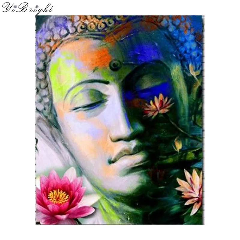 

Diy Diamond painting Full Square diamond religion embroidery Buddha lotus cross stitch Rhinestone Home decorative painting YQ