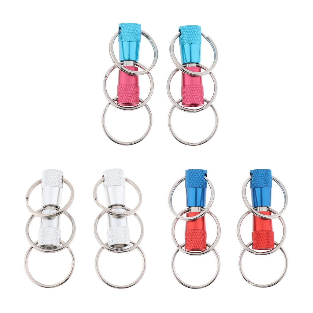 2 Pieces Heavy Duty Three Key Ring Quick Release Detachable Pull-Apart Keychains Lock Holder Key Accessory