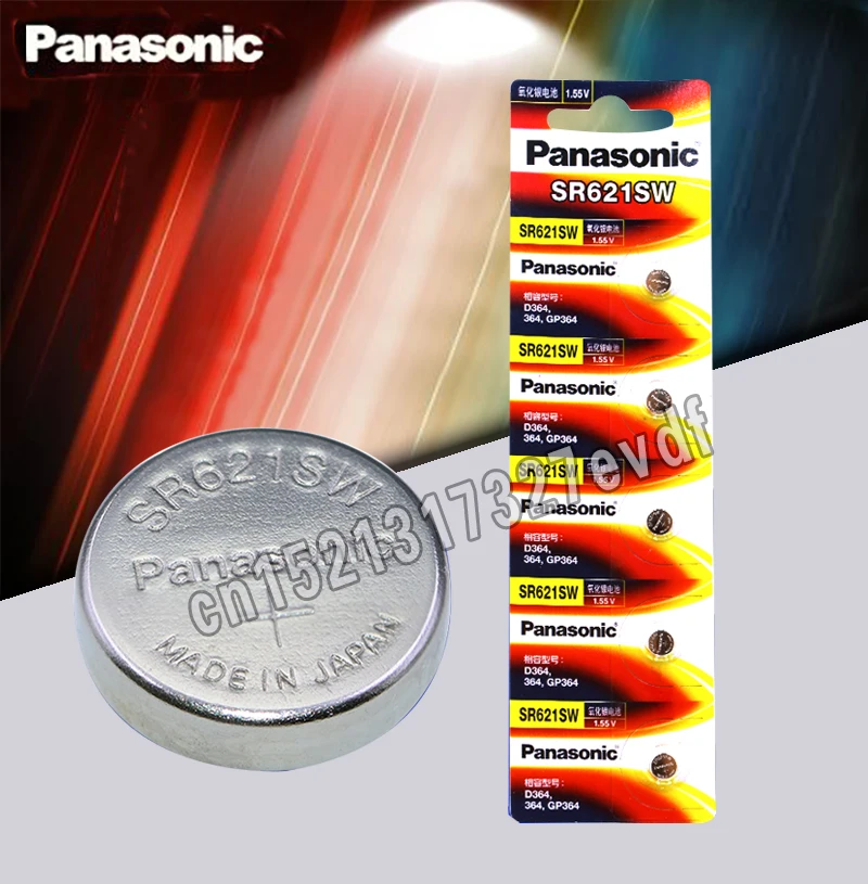 Panasonic 5 шт. SR621SW оксид серебра для часов 6,8 мм* 2,1 мм AG1 364 164 D364 L621 GP364 кнопочные батарейки для монет