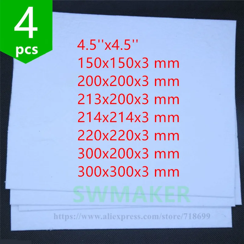 

SWMAKER 4pcs*Reprap 3D printer various sizes heated bed insulation plate sheet Heating Bed Insulation Cottons