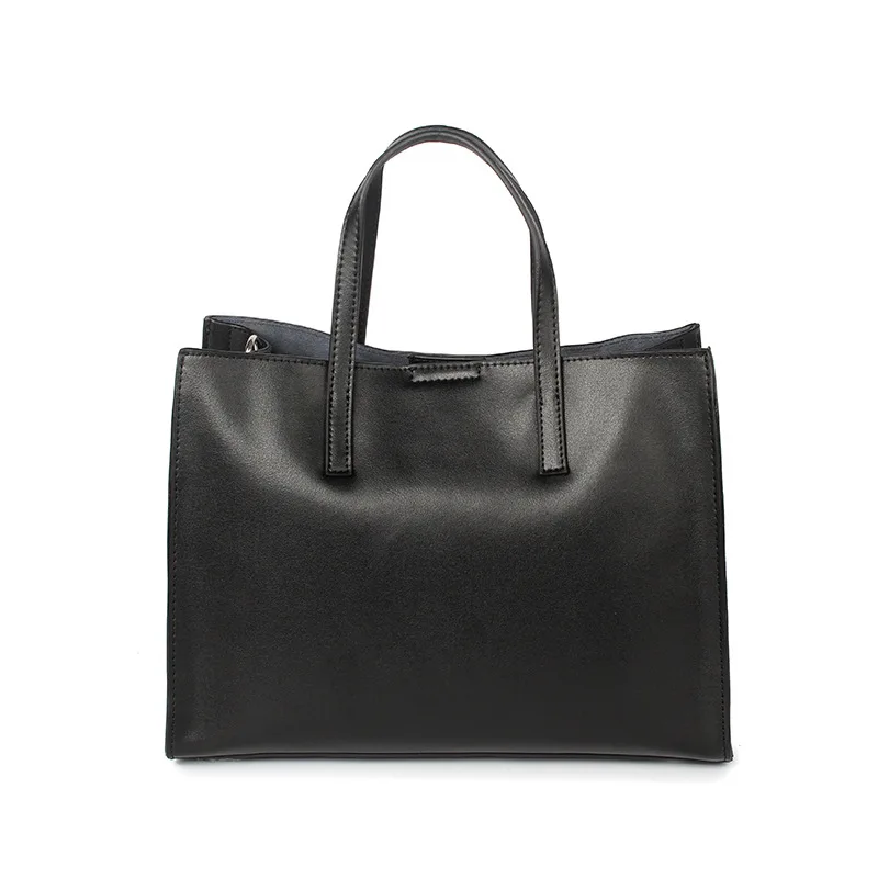 Женские Простые повседневные Мягкие Сумки из натуральной кожи, одноцветные сумки-мессенджеры через плечо, большие вместительные сумки - Цвет: Black