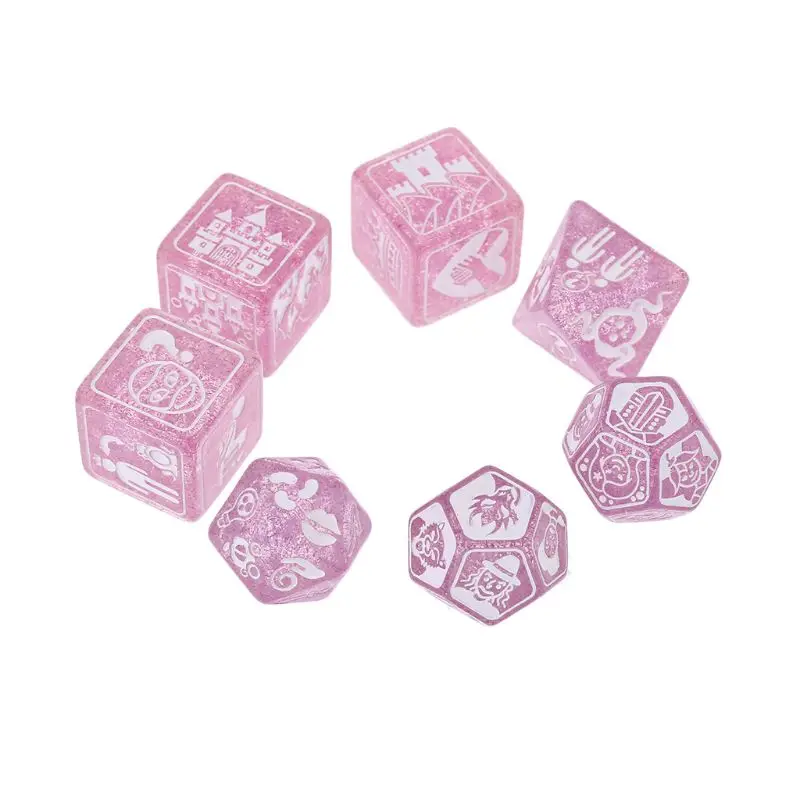 

7pcs/set Story Dices For Story Time Polyhedral Game Dice Says Party Multi Faces Acrylic Dice Toy