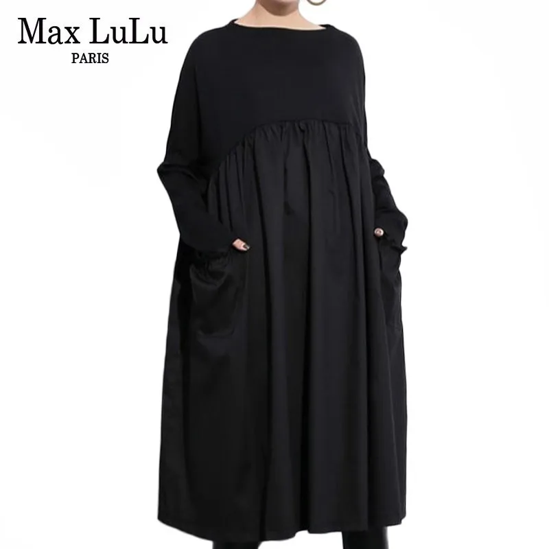 

Max LuLu 2019 Fashion Korean Autumn Ladies Gothic Streetwear Womens Elegant Office Dresses Casual Oversized Sexy Black Vestidos