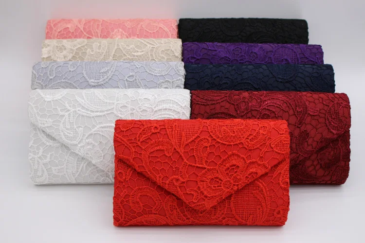 

WENYUJH Bridal Wedding Satin Evening Bags Lace Floral Day Pouch Lady Messenger Shoulder Bag Women Handbags Lace Clutch Party Bag