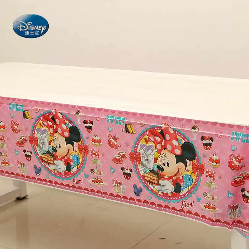 Minnie Mouse Theme beautiful Disposable Birthday Party Decorations Kids Girl Party Supplies Decoration Tableware Set - Цвет: 1pc tablecover